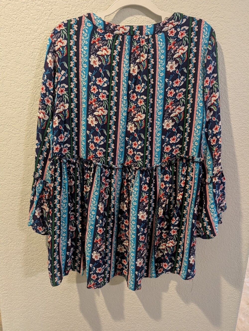 Weekend Suzanne Betro XL Floral Boho Peasant Blouse Crochet Trim Bell Sleeve Top - Picture 2 of 12